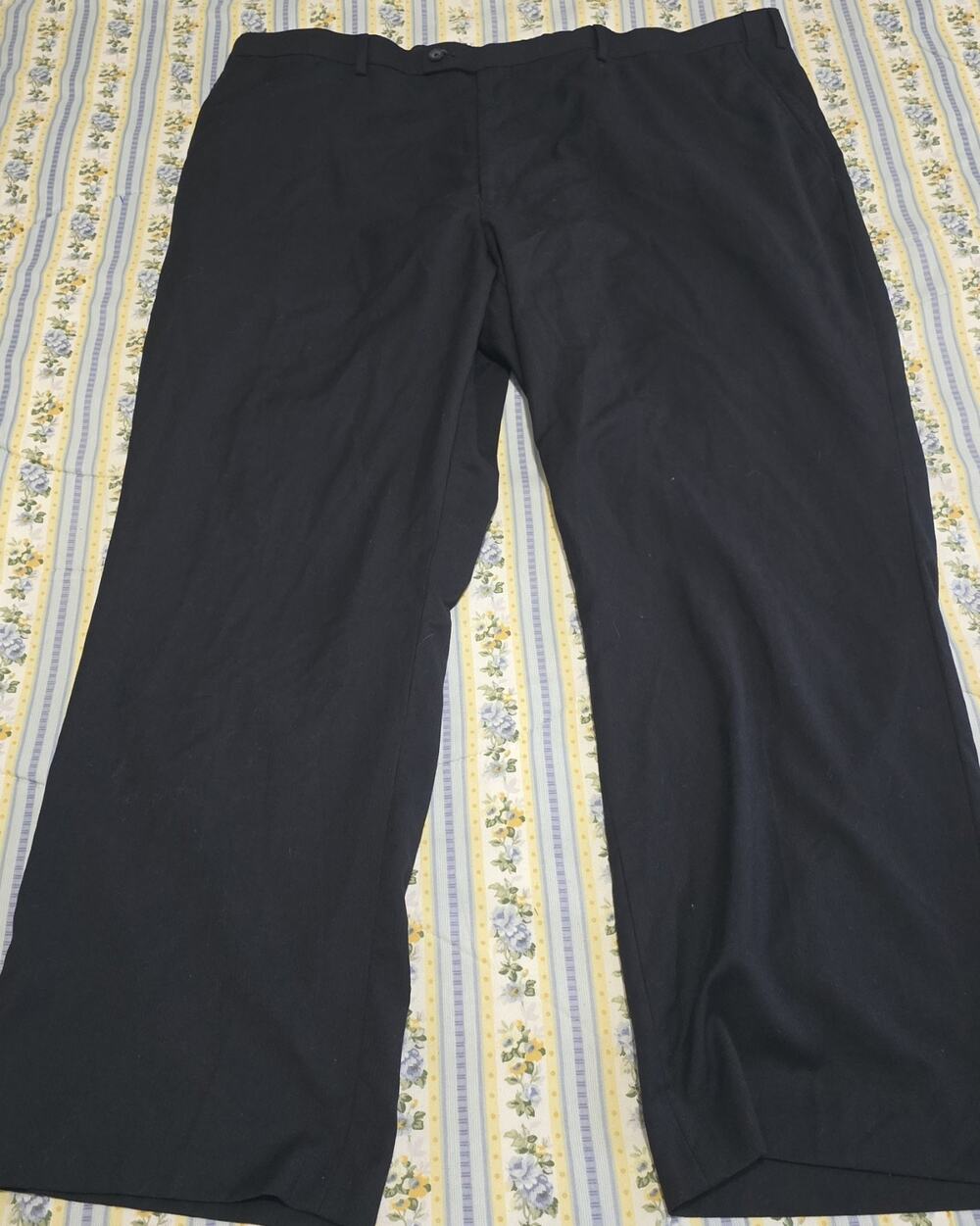 CLAIBORNE Mens Black Flat Front Dress Pants 46x30